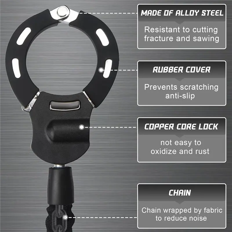 NALFI-Heavy Duty 37Inch Bike Lock Chain, Scooter Lock, High Security With Key, Accessories For Electric Scooter