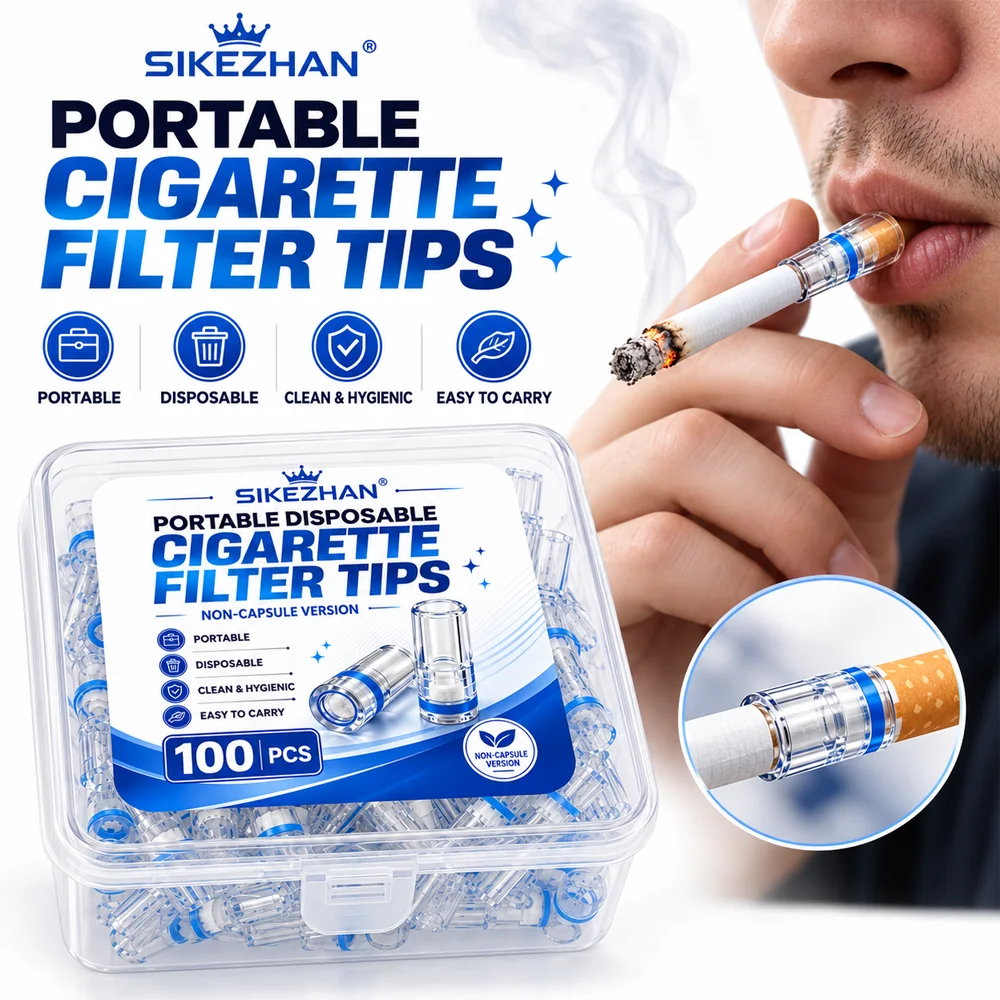 100pcs Disposable Cigarette Filter Tips Micro Filtering Plastic Smoking Mouthpieces Portable Clean Holder Accessories Sets Packs