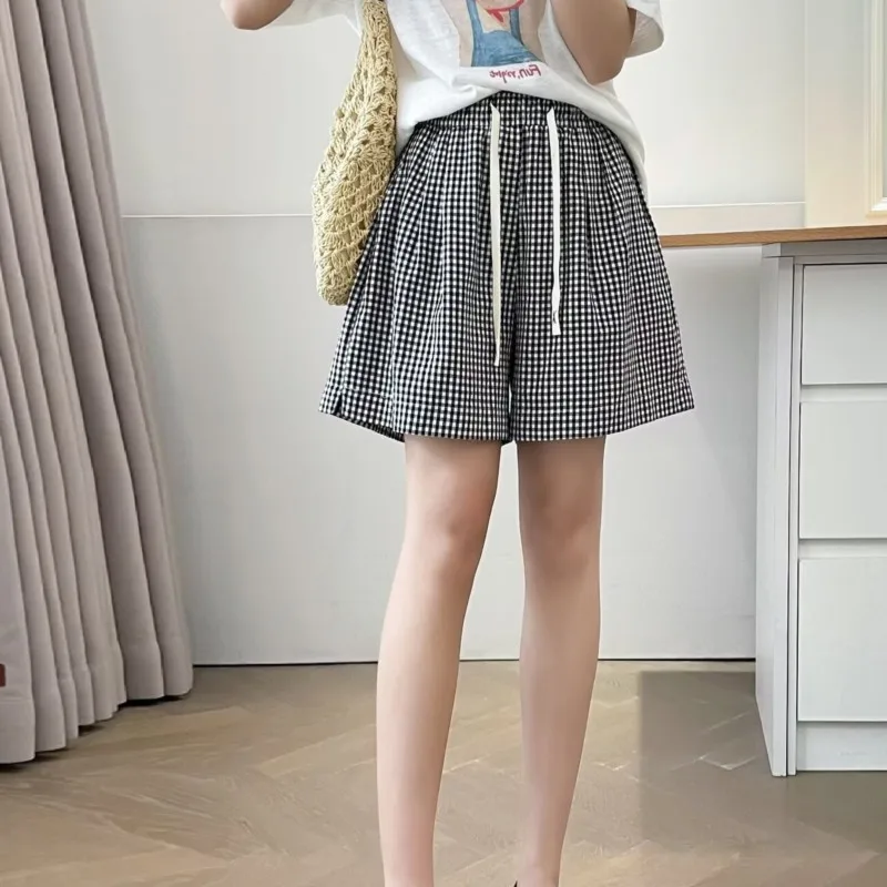 100 كجم حجم كبير السراويل النسائية الطازجة الرباط منقوشة واسعة الساق السراويل الساخنة نمط الصيف الجديد 2549