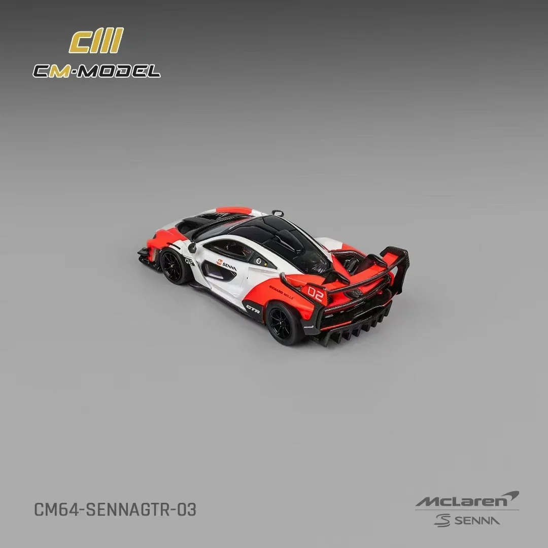 CM en Stock 1:64 Mclaren Senna GTR blanc rouge moulé sous pression Diorama modèle de voiture Collection jouets