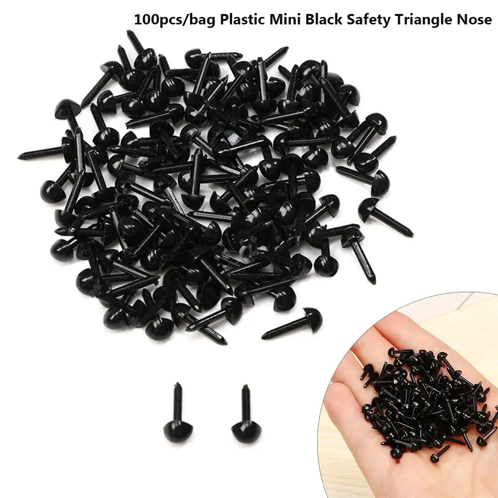 100pcs/bag 4.5X5.5MM Plastic Mini Black Safety Triangle Nose for Doll for Teddy Dog Stuffed DIY Doll Animals Plush Doll