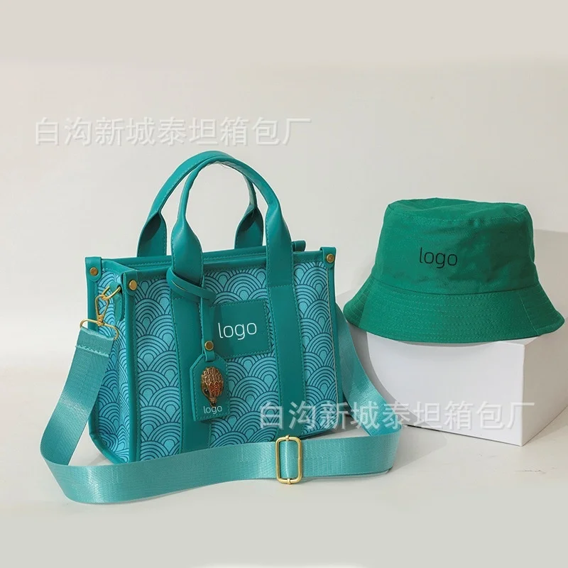 Sac carré en toile de grande capacité pour femme, fourre-tout, solide, initié, sac à main et ensemble de chapeau, marque de créateur, mode, nouveau, 2024