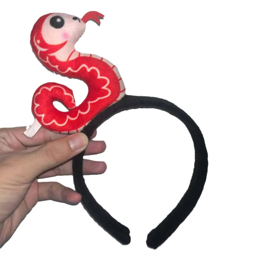 Funny Wash Face Plush Snake Headband Korean Style Headwear Plush Snake Hairband Headdress Non-slip New Year Hair Hoop Unisex