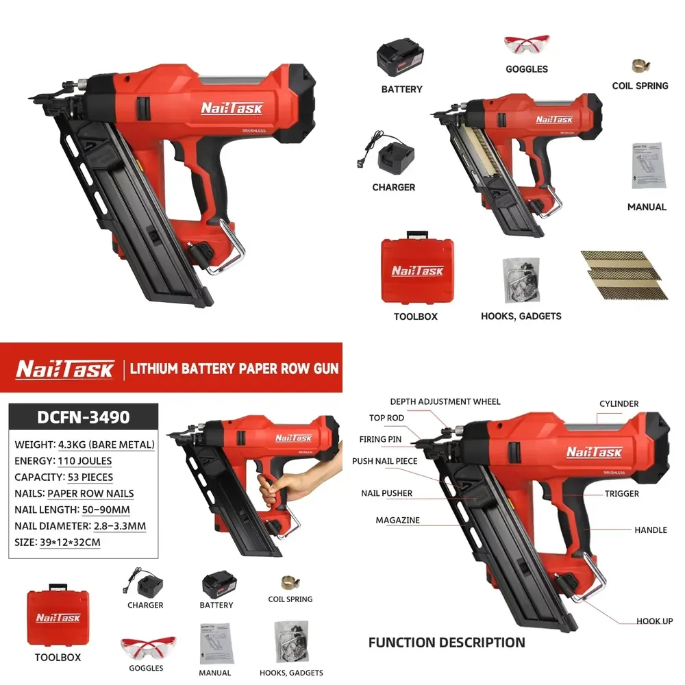 2026 Lithium Battery for Carpentry Woodworking Staple for DCFN3490 Paper Fastening Tool Cordless Brad Nailer for
