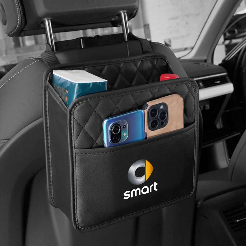 Car Storage Bag Hanging Seat Back Tissue Water Cup Holder For Mercedes Smart Fortwo Forfour 450 451 453 Accessories Storage Bag