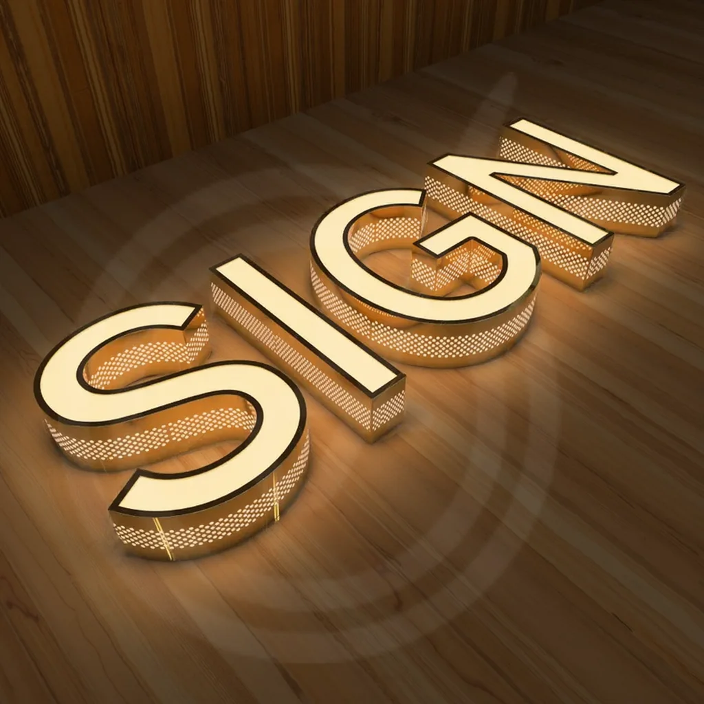 맞춤형 펀칭 구멍 조명 문자 간판 3D LED 채널 문자 LED 간판 (비즈니스용, 실외 광고 간판)