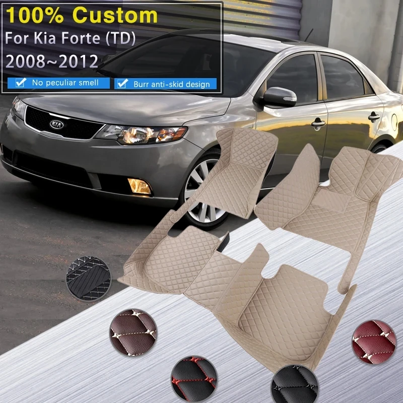 

Car Floor Mats For Kia Forte Cerato Shuma Koup TD 2008~2012 Rugs Luxury Leather Mat Waterproof Durable Carpets Car Accessories