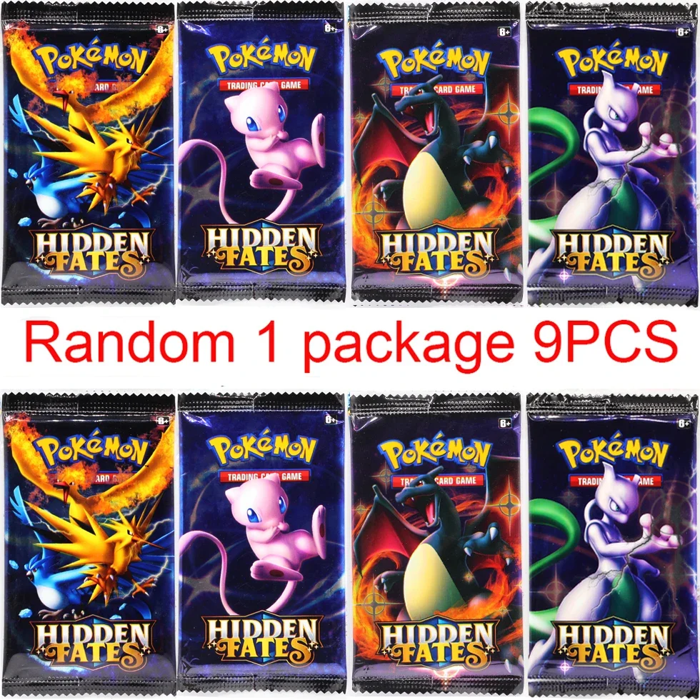 Pokemon Vmax GX Mega Evoluções Cards, Escuridão em chamas, Escudo Espada, Booster Pack, Battle Collection Card Toys, 9 10Pcs