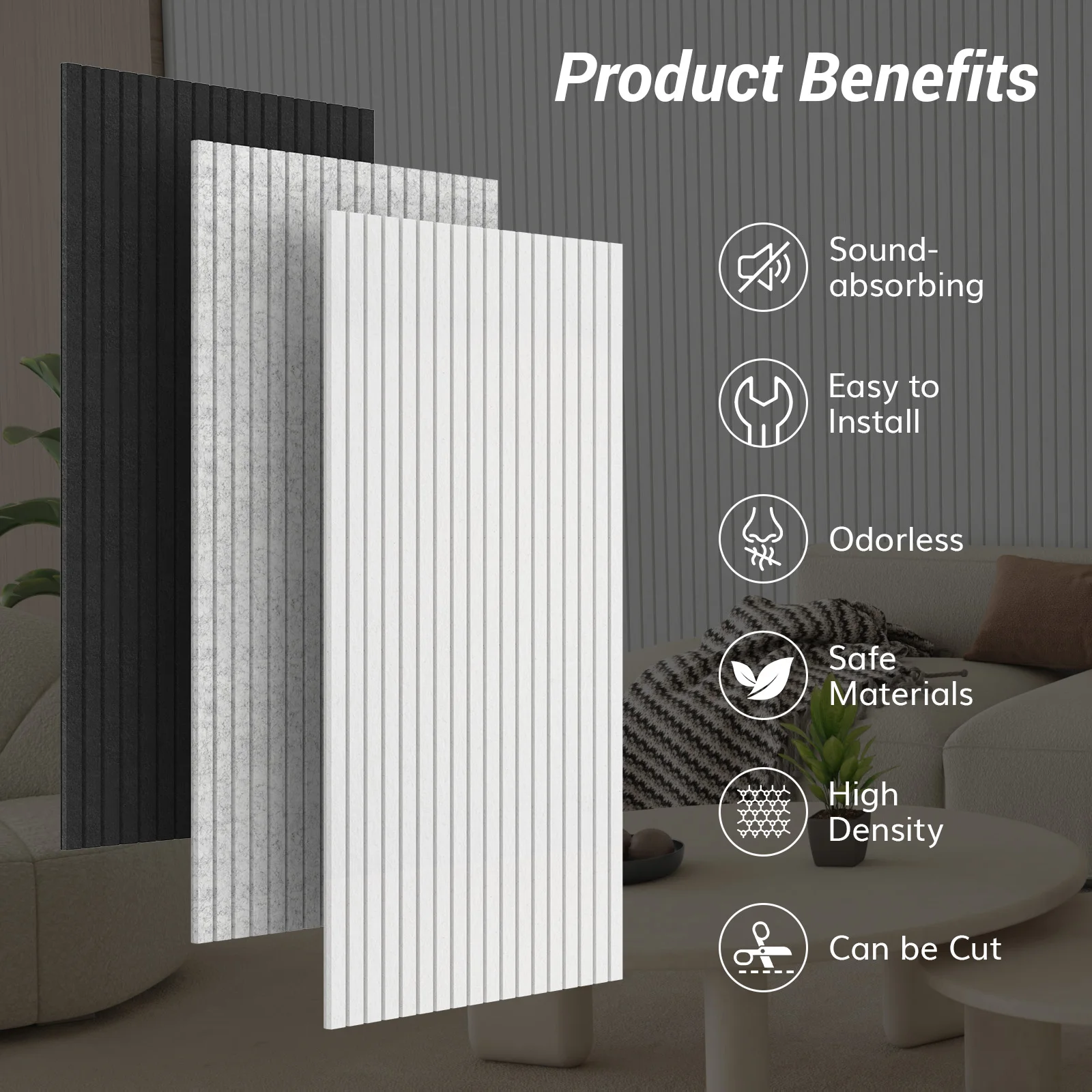ألواح صوتية كبيرة، 47.2 بوصة × 23.6 بوصة × 0.35 بوصة لوحة حائط صوتية، ألواح مقاومة للصوت ذاتية اللصق لامتصاص الصدى