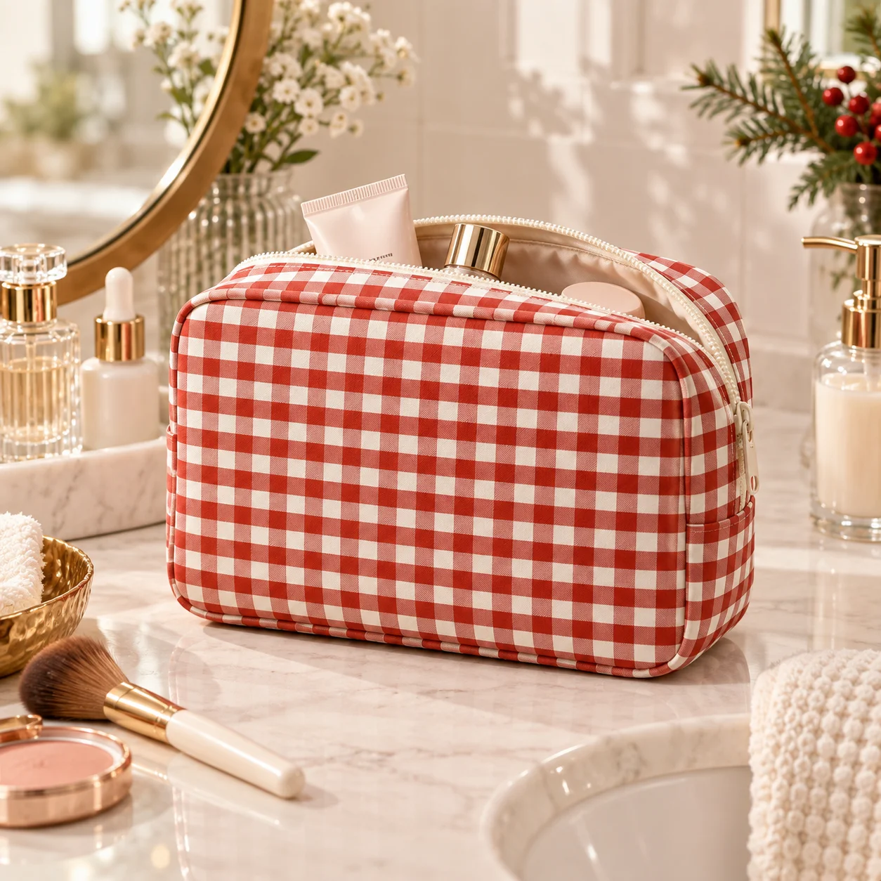 Portable Makeup Bag Large Capacity Cosmetic Organizer Travel Toiletry Pouch Zipper Storage Case for Women Beauty Accessories