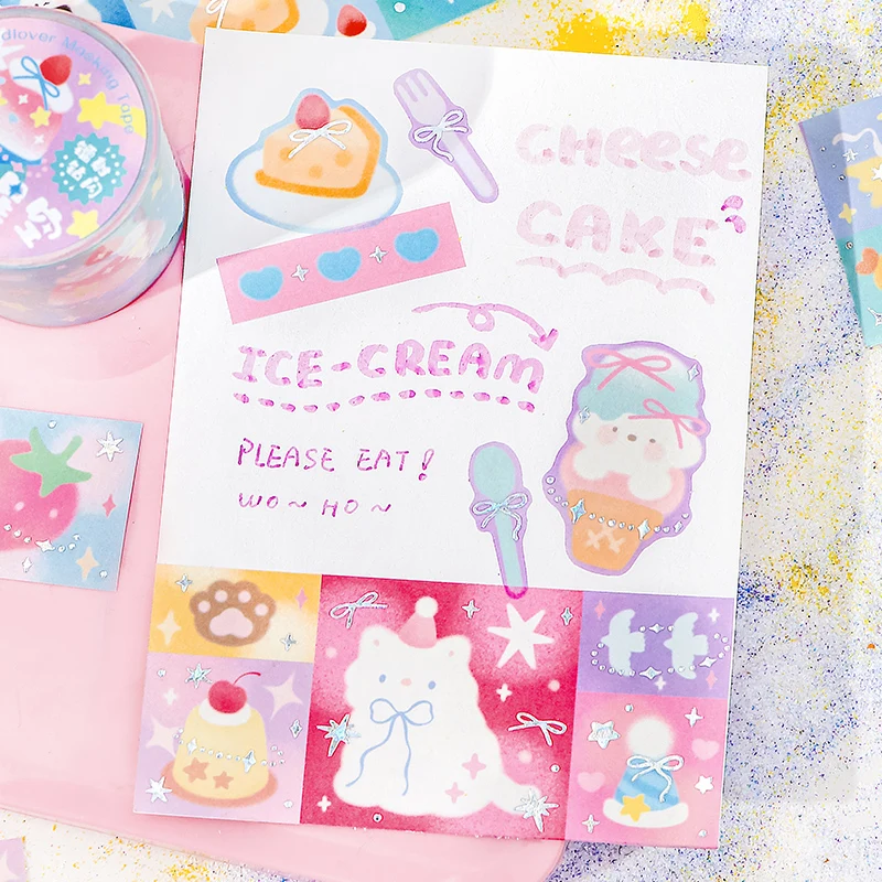 Cute Lovely Bear Bunny Laser Washi Tape Decoration Scrapbooking Diary DIY Japanese Hand Account Collage Masking Tapes Stationery