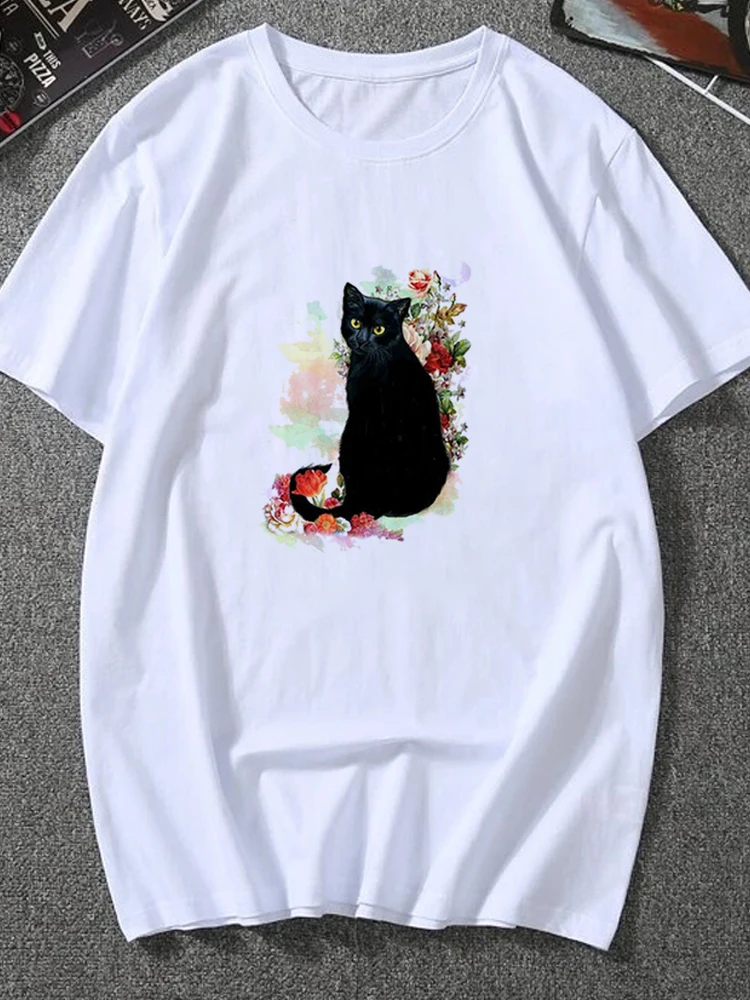 

Women T Shirt Fashion T-Shirt Unisex Funny Cute Printed Lady Harajuku Tshirt Female Summer White Animal Short Sleeve Tshirts