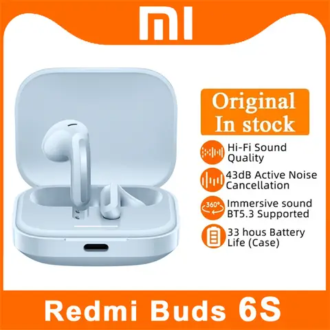 Xiaomi Redmi Buds 6s Earphone TWS Bluetooth Headphone 33 Hours Battery Life ctive Noise Cancellation Headset Earbuds