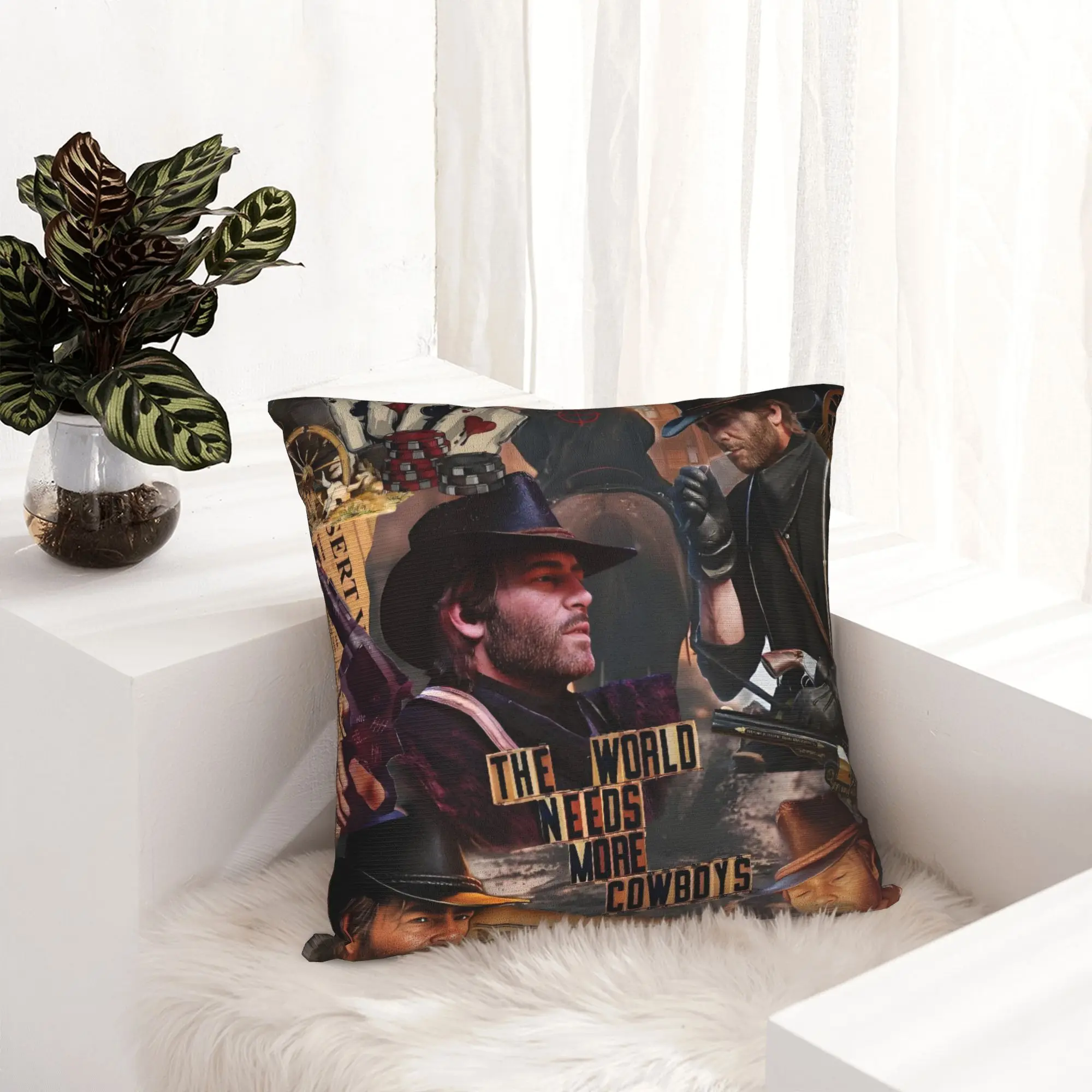 Nordic Style Arthur Morgan Cushion Covers 45x45cm Velvet Redemption  Pillow for Sofa Car Square Pillowcase Bedroom Decoration