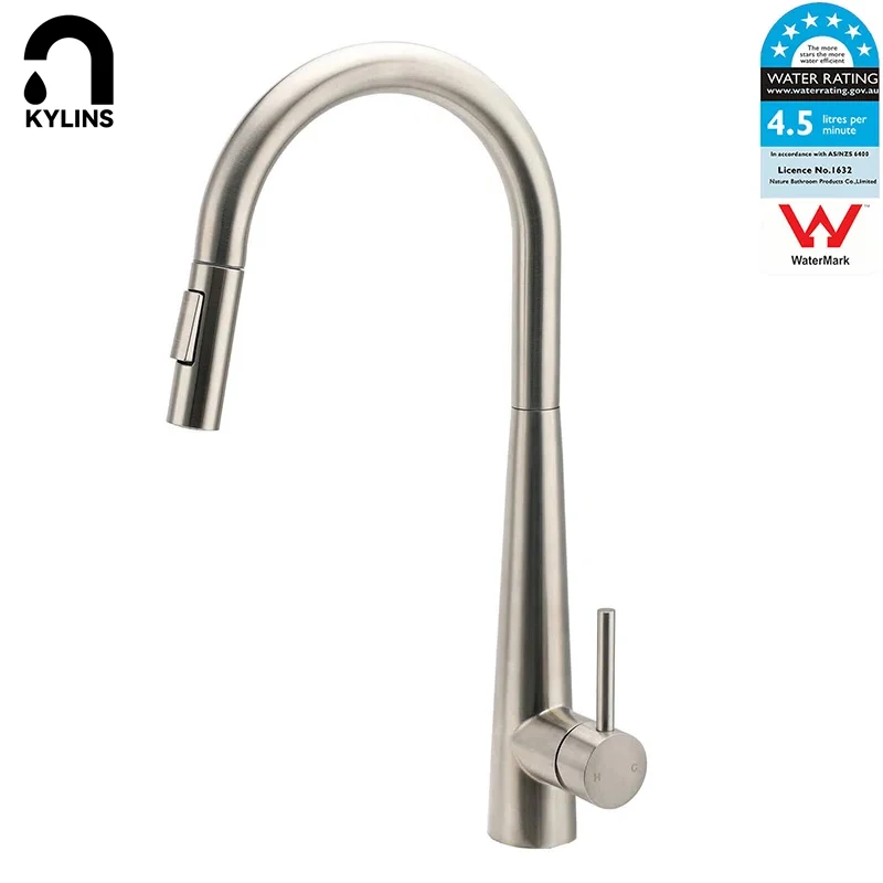 

KYLINS Brushed Stainless Steel Kitchen Faucet Pull Out Kitchen Sink Water Tap Single Handle Hot And Cold Mixer Tap 360 Rotation