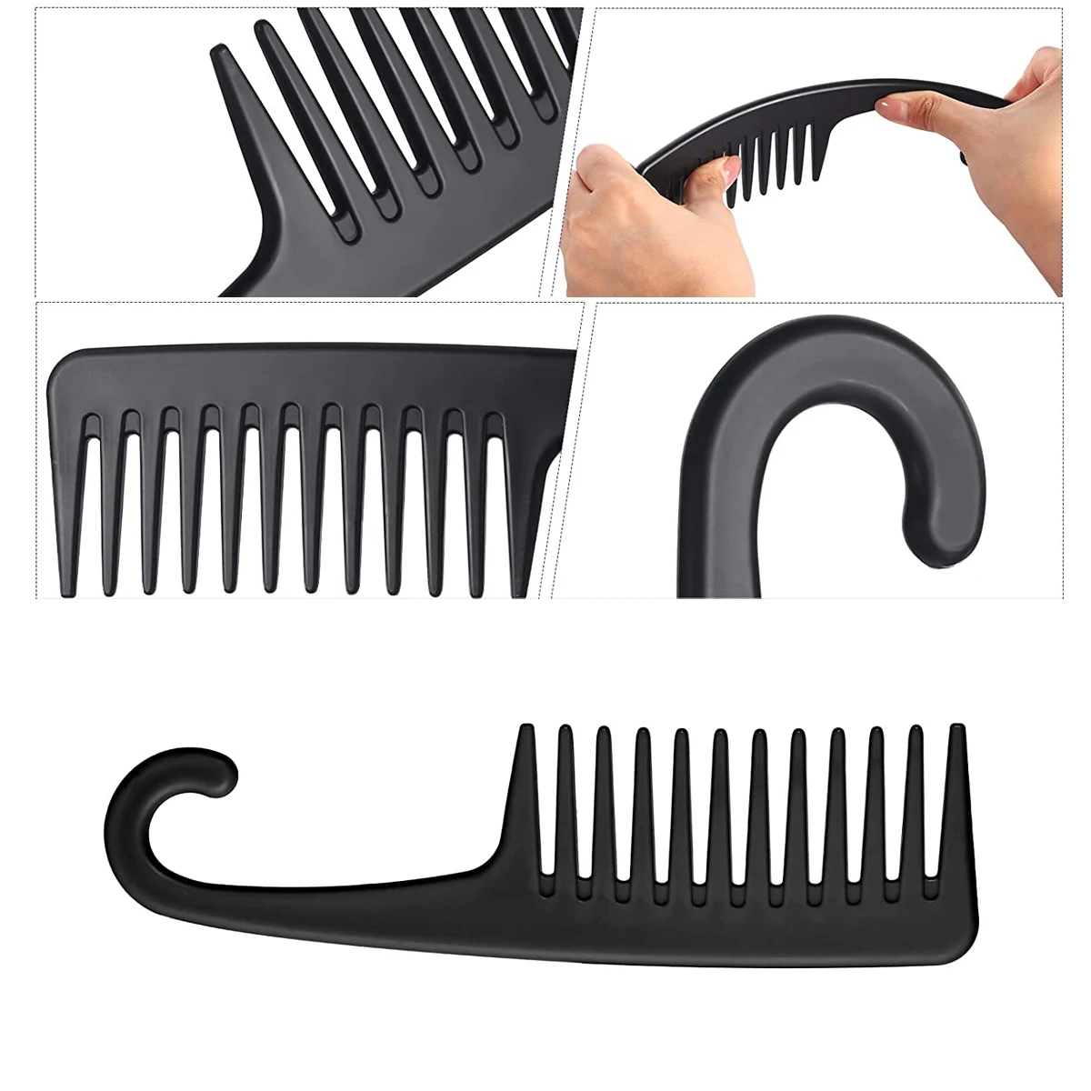 

5Pcs Thick Wide Tooth Comb Heat Resistant Hairdressing Hair Brush Durable Plastic Anti Static Detangling Hair Comb for Curly Wet