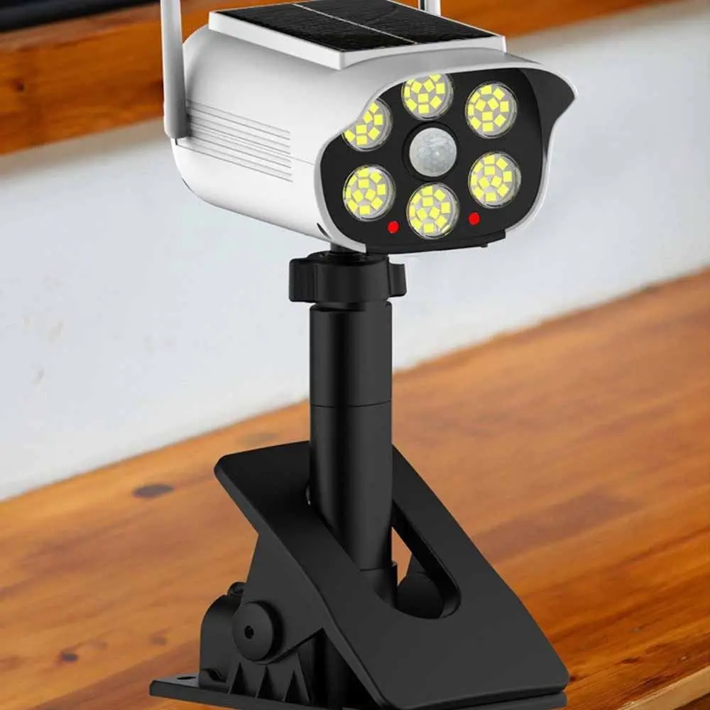 Bidirectional Clip Solar Motion Sensor Light 360° Adjustable 3 Modes Garden Wall Light Wireless Simulation Camera