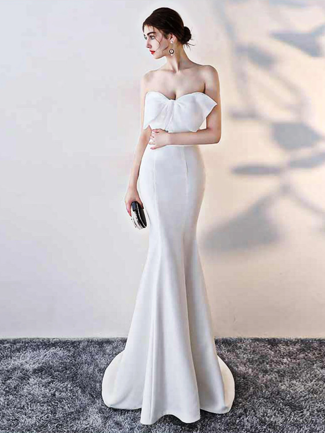 

Элегантное длинное вечернее платье для женщин, сексуальное, для свадебного банкета, с высоким воротом, фасон «рыбий хвост», из полиэстера, на молнии