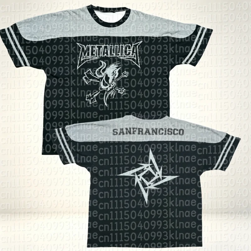 Vintage 2003 Metallica Scary Guy Football Jersey San Francisco Heavy Metal Rock Band T-Shirt Men Hip Hop Oversized Merch Tops
