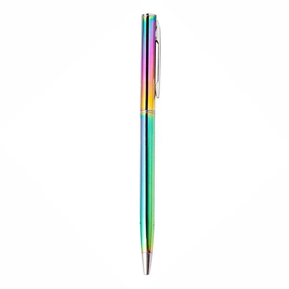 Rainbow Colorful Color Office Supplies Stainless Steel Rotating Rod Advertising Pens Ballpoint Pen Ballpen Student Stationery