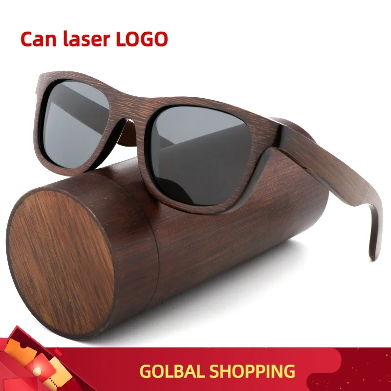 Best Handmade luxury Sunglasses Men Polarized Zebra Vintage Bamboo Wood Women Sunglasses High Quality With Glasses Case Box