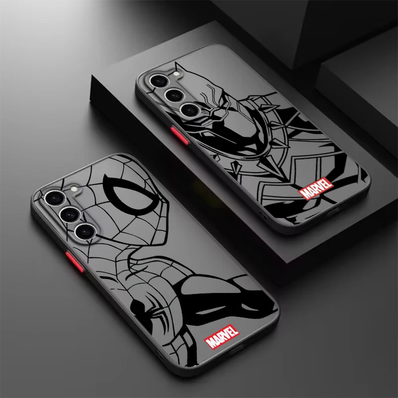 Marvel SpiderMan Deadpool Art Frosted Translucent For Samsung Note 20 A35 A03 A54 A35 A22 A34 A14 A24 A04 A55 5G Cover