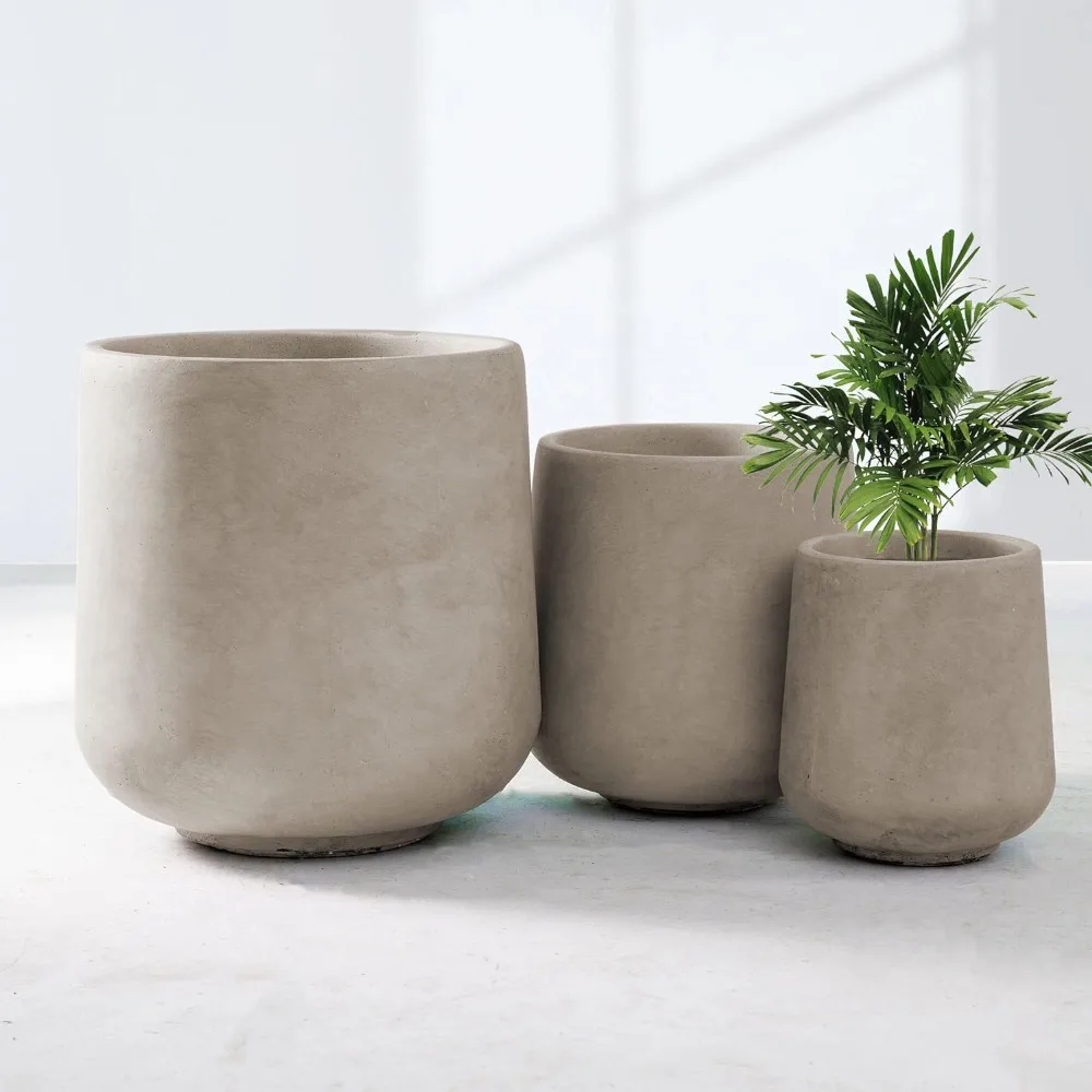 

15.3"+11.6"+8.2" Dia Round Concrete Planter Flowerpot freight Free