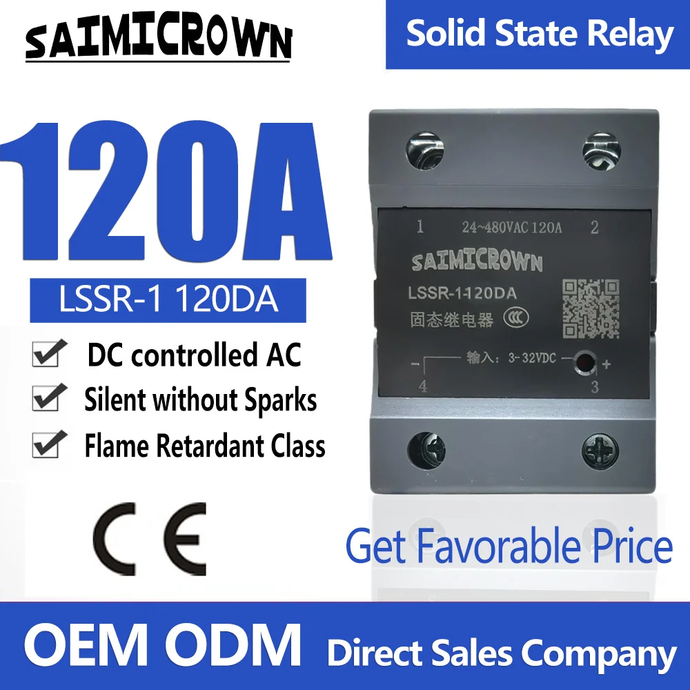 

Solid State Relay, SSR 120A Module DC to AC Single Phase Semi-Conductor Relay LSSR-1 120DA OEM ODM CE