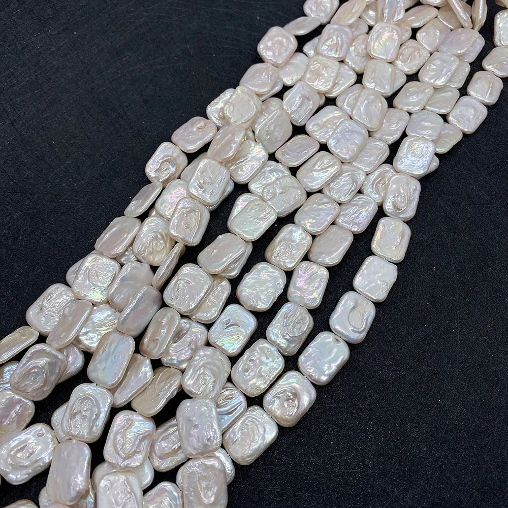 Rectangular Natural Freshwater Pearls White Baroque Pearls For Jewelry Making DIY Necklace Bracelet Earrings Accessories 14x18mm