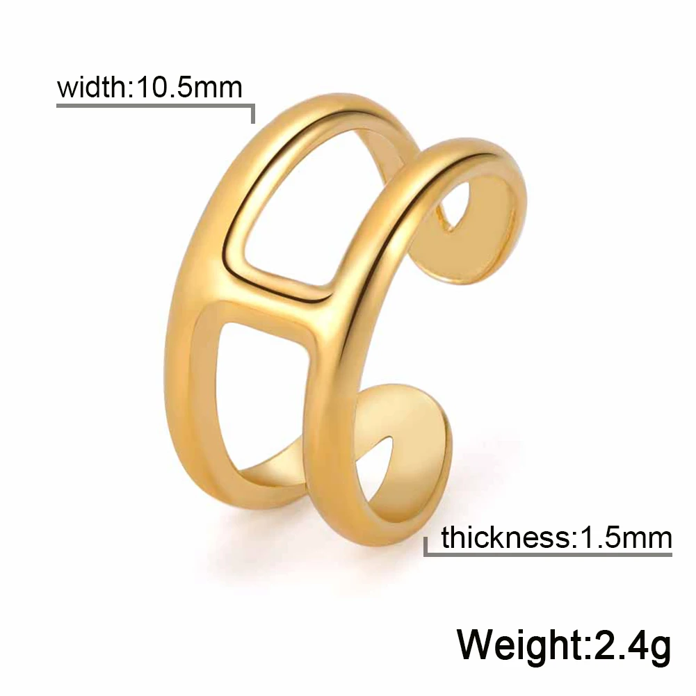 Cazador Letter H Shape Finger Rings for Women Adjustable Stainless Steel Ring Gold Color Mother Day Jewelry Gift Wholesale 2024