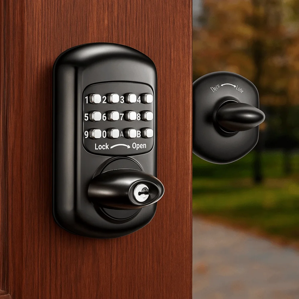 Plating Locks Mechanical Push Button Door Lock No Need Power Double Exterior Keyless Combination Code Lock High Low Temperature