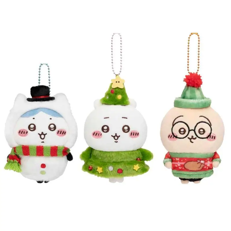 10Cm Kawaii Hachiwares Chiikawas Usagis Christmas Tree Snowman Series Plush Doll Keychain Couple School Bag Cartoon Pendant Gift