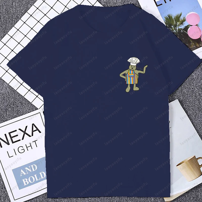 لطيف مضحك صغير الشيف ميمي الجرافيك المطبوعة المرأة تي شيرت عادية موضة فضفاضة Harajuku رجل الشارع الشهير التنفس الراحة التي شيرت