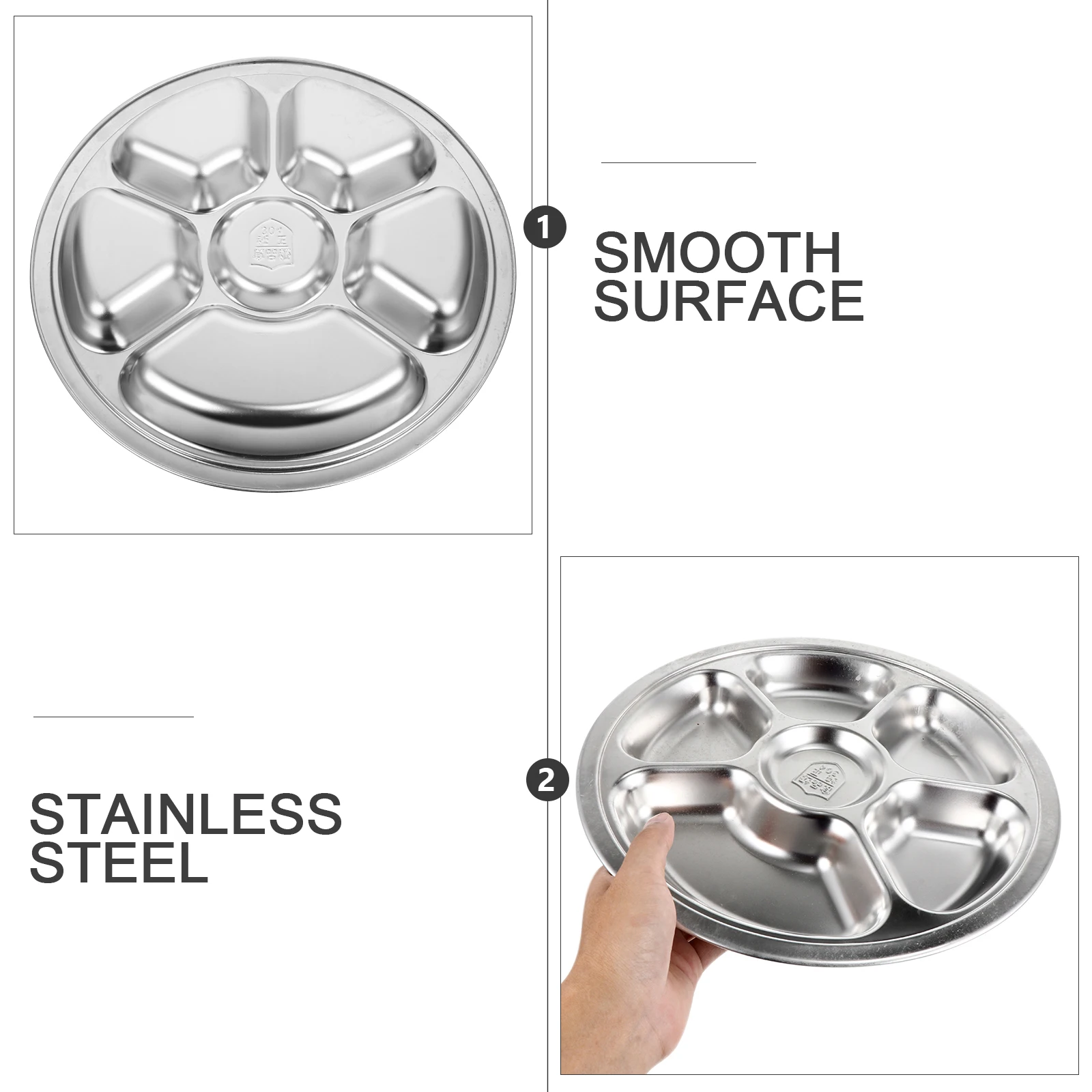 

Stainless Steel Food Plate Compartment Tray Divided Plates Portion Control 304 Grade Camping Picnic Lunch Box Replacement Dining