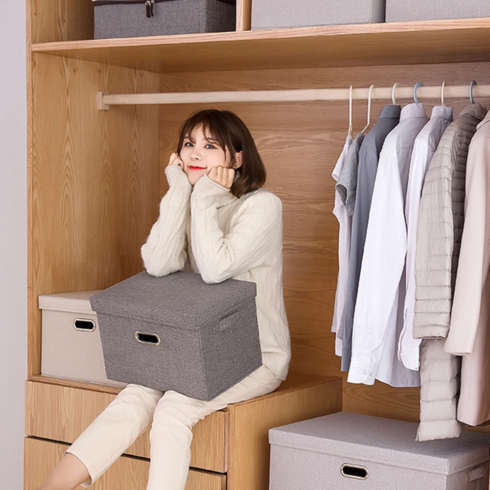 

Тканевый складной ящик для хранения, большая вместительная коробка для хранения книжных файлов, бытовой шкаф для сортировки, органайзер для хранения ткани