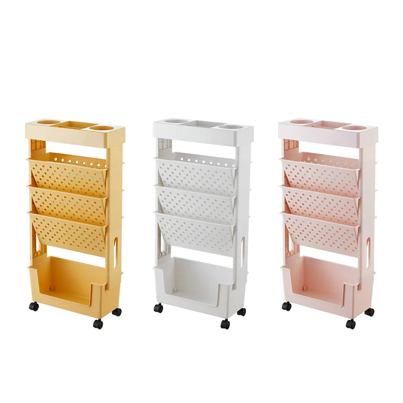 Simple, Mobile And Versatile Storage Rack On Wheels For Books And Documents In The Home, Office And Classroom