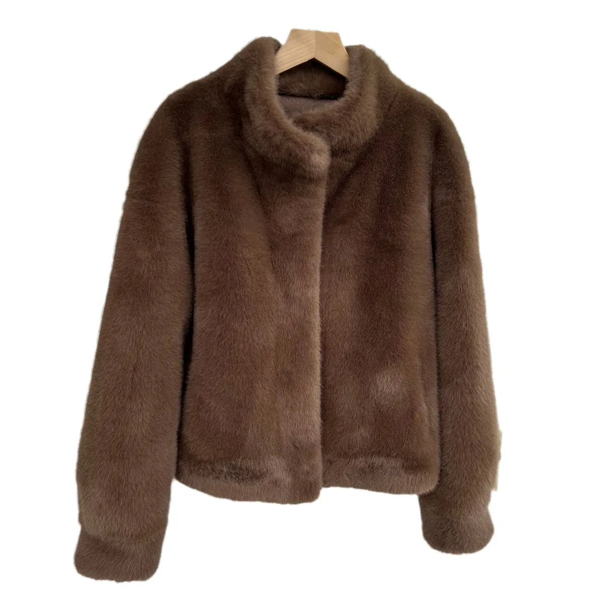 

Новая зимняя куртка из золотой норки, женское короткое плюшевое пальто с воротником из искусственного меха, экологически чистая верхняя одежда