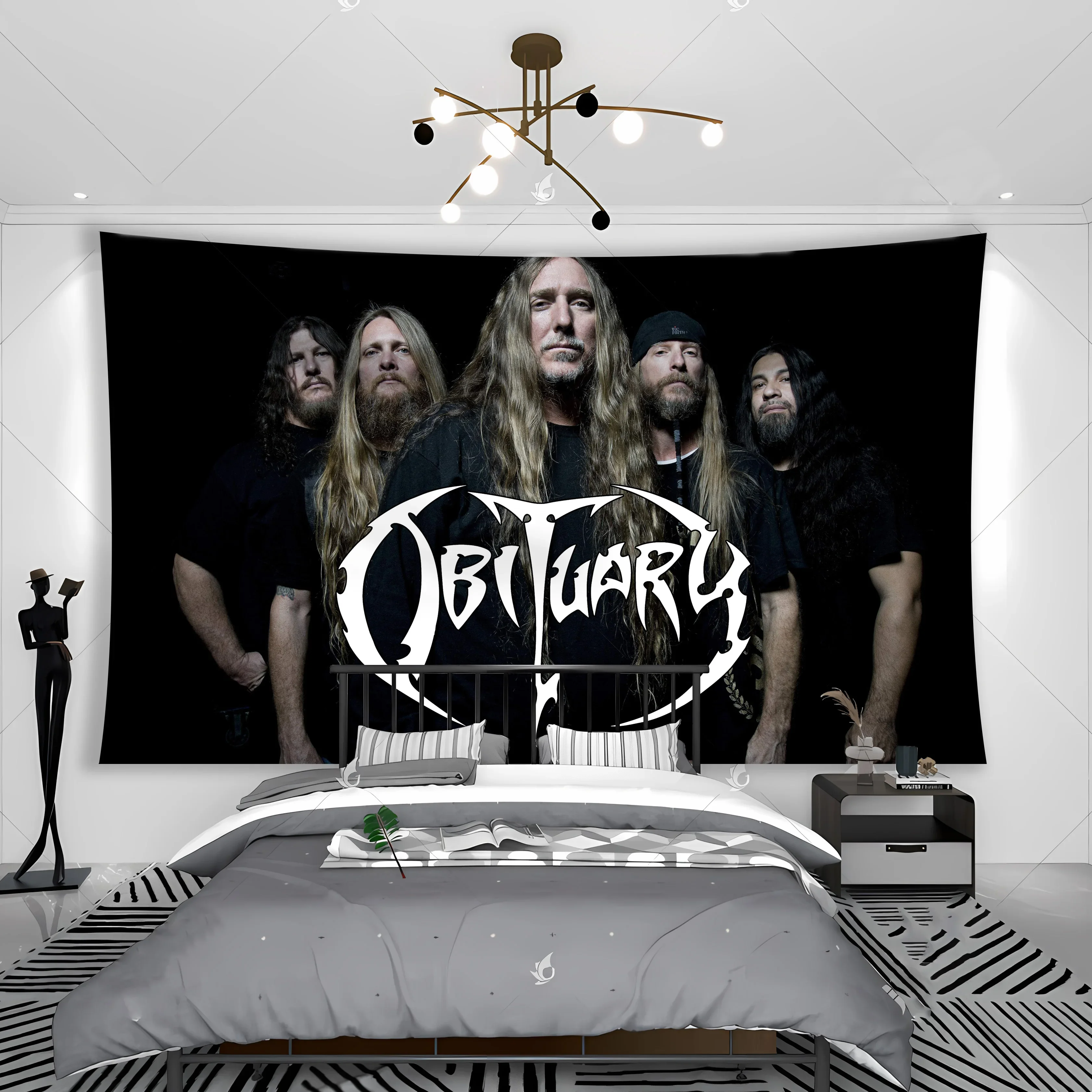 Obituarys Band Album Cover Death Metal Interior Skeleton Music Posters Decoration Banner Tapestry