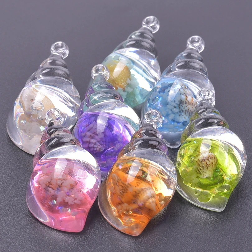 10pcs/Lot Luminous Resin Sea Snail Pendants Cute 3D Conch Charms for DIY Making Earrings Keychain Jewelry Handmade Accessories