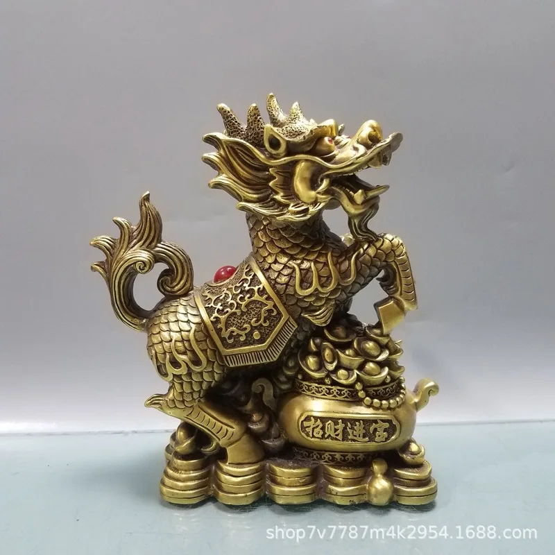 Antique Brass Craft: Wealth and Prosperity - Kirin Home Living Room Decorative Ornament Pair