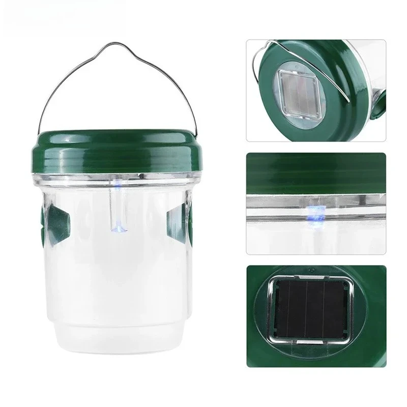 2PCS Solar Wasp Trap Waterproof Outdoor Hanging Trap Safe Non-Toxic Bee Hornet Traps Reusable Garden Fruit Fly Catcher
