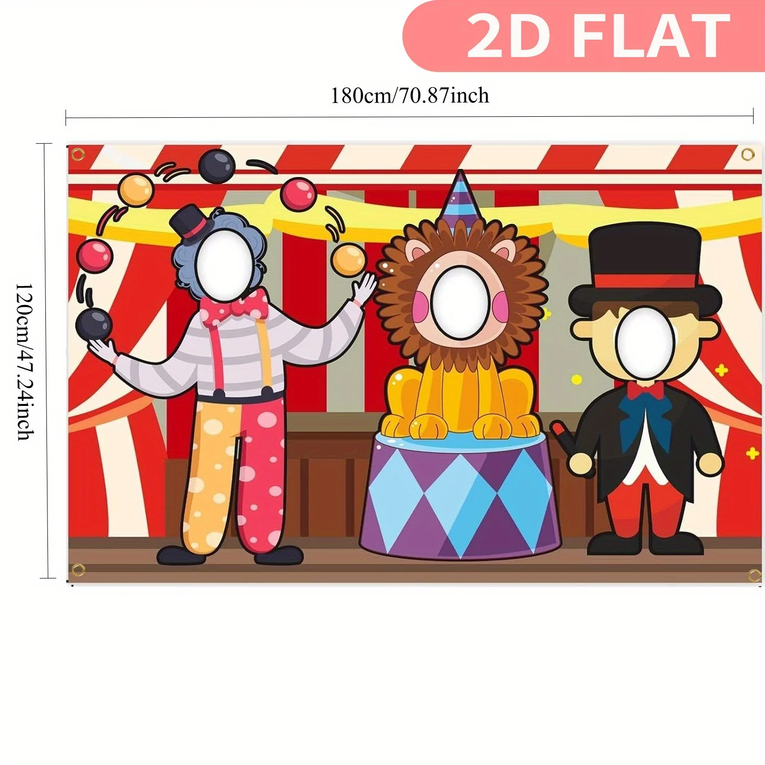 1pc 2D FLAT Circus Photo Booth Props, Photo Banner Backdrop Background, Carnival Circus Party 1st Birthday Party Supplies