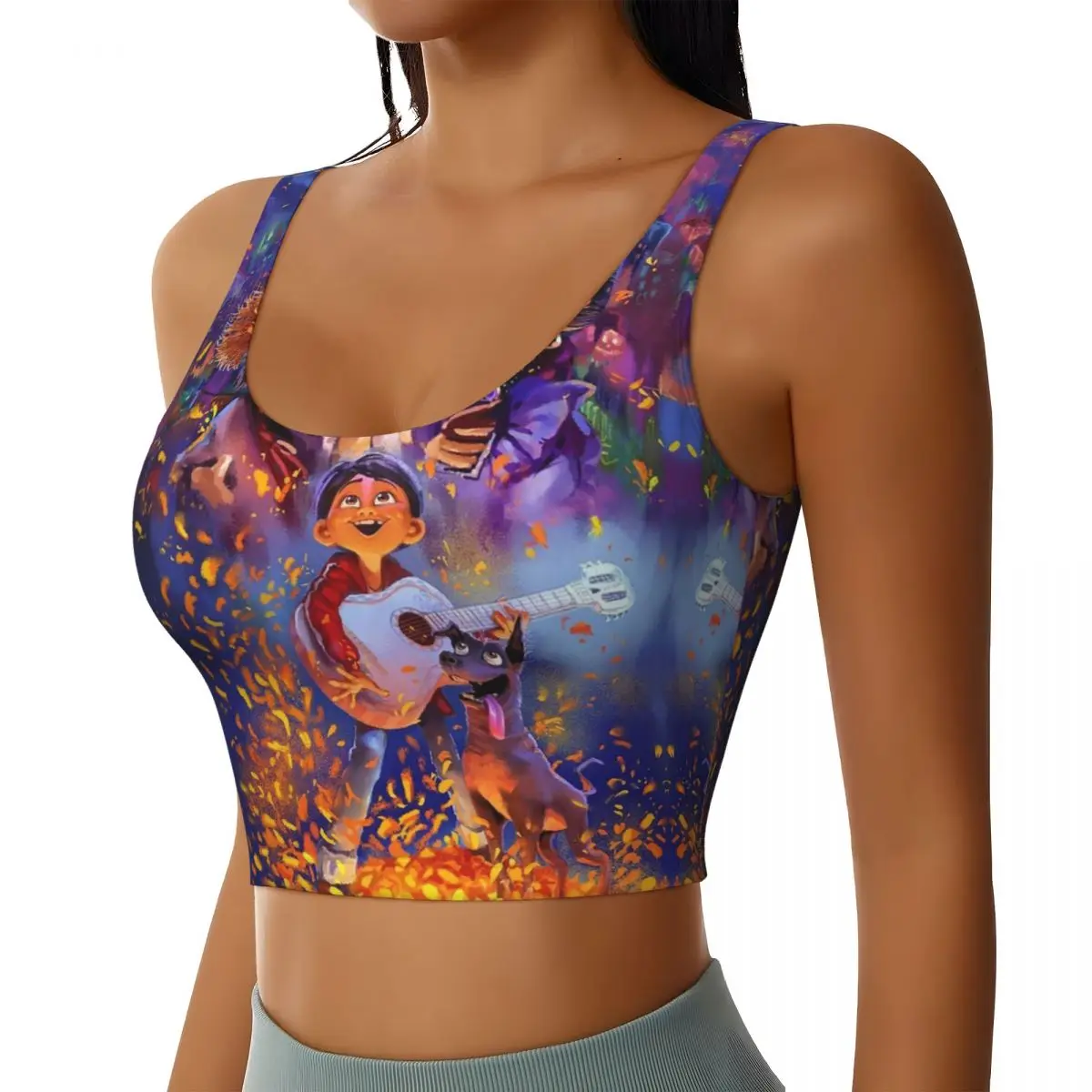 Custom Coco Movie Cartoon Workout Crop Tank Tops Women Running Sports Bras