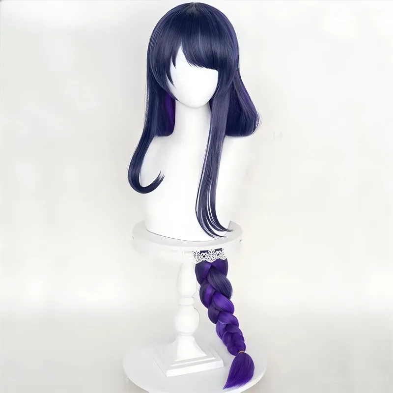 لعبة رايدن شوغون شعر مستعار تأثيري Beelzebul الأرجواني طويل سميكة الملتوية جديلة مقاومة للحرارة الاصطناعية إكسسوارات الشعر شعر مستعار للحفلات