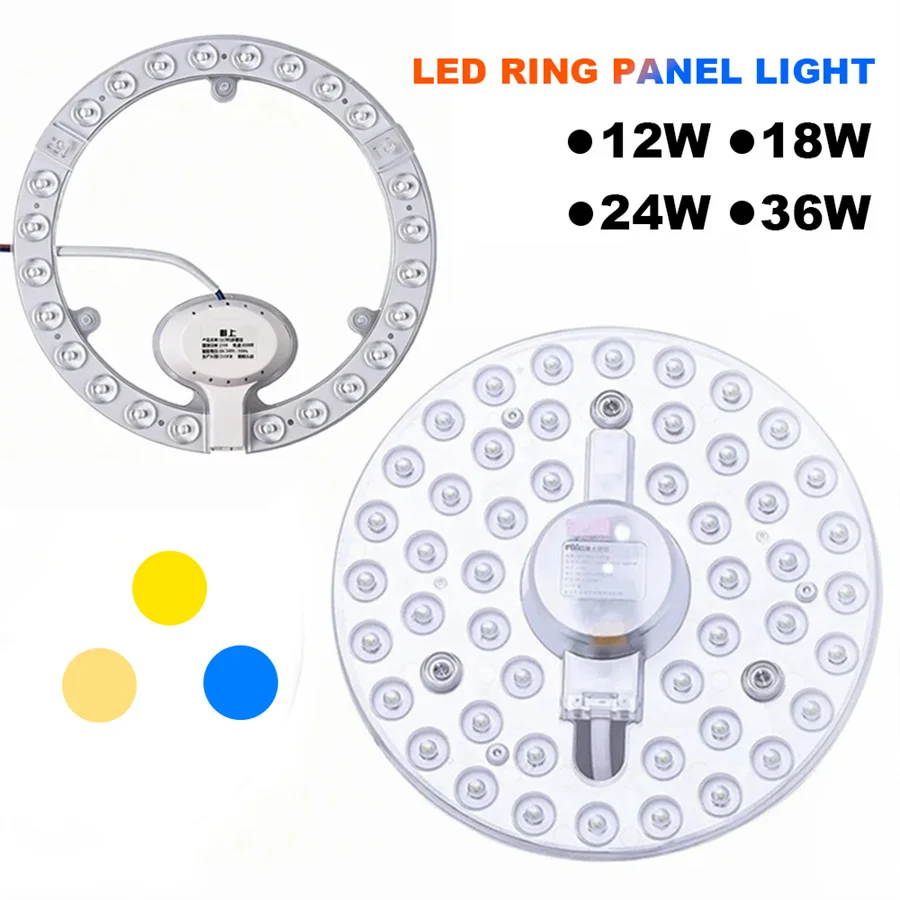High Brightness LED Module LED Ring PANEL Circle Light 12W-36W AC220V White/Tricolor Dimming Circular Ceiling Light Panel Home