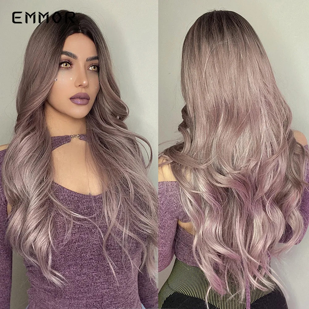 

Emmor Synthetic Wigs Long Wavy Ombre Brown with BlondeNatural Hair Wigs for Women Cosplay Wigs Heat Resistant Fiber Hair Wig