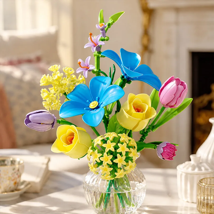 

Eternal Spring Flower Bouquet Building Blocks Set Artificial Botanical Flowers DIY Home Desk Decor Mothers Day Gift