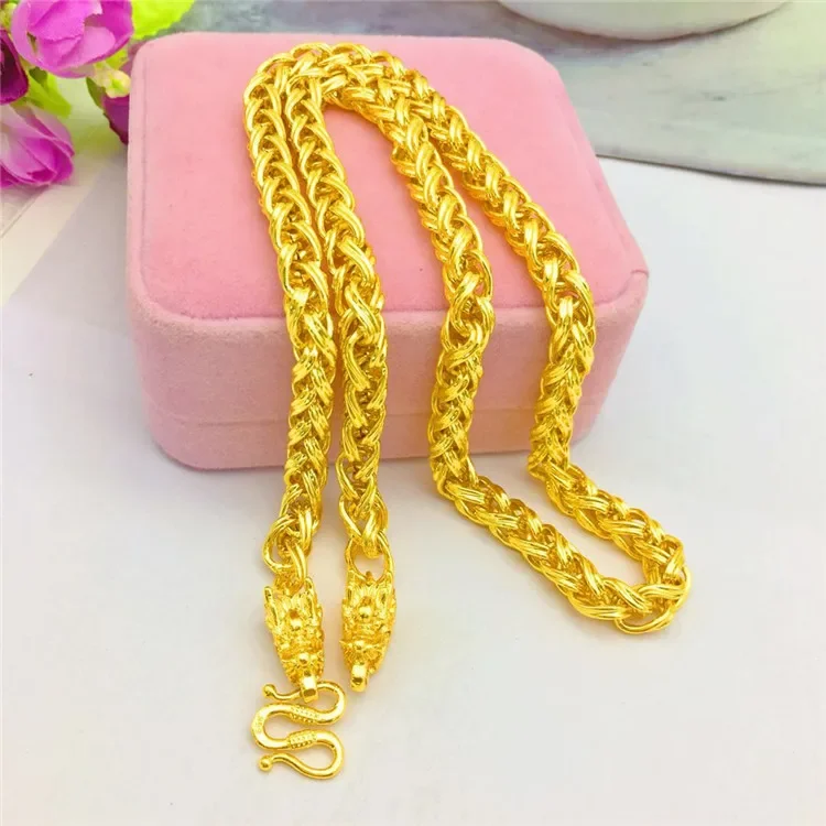 

Real 18 K Yellow Gold Color RetroDouble Tap Twine Lantern Necklace Chain Birthday Wedding Engagement Fine Jewelry Gifts