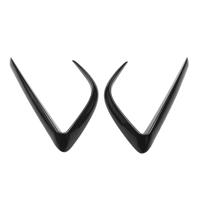 سكين الرياح ل تسلا نموذج Y غطاء المصد الأمامي الضباب مصباح الحاجب المفسد شفرة ملصق الكسوة ABS تعديل السيارة الأسود 2021-2024 #4