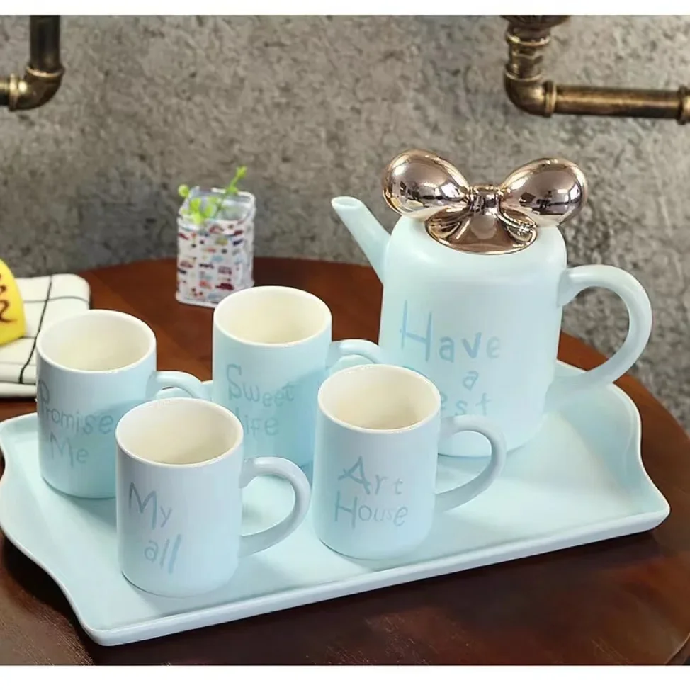 

# Wholesale Fashion Bone China Afternoon Tea Set Macaron Bow Color Ceramic Water Tea Coffee Cup Set #